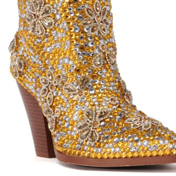 AZALEA WANG " GOLDEN GLITZ " EMBELLISHED WESTERN BOOTIE BRAND NEW !!!!!!!!!!!!!! - Picture 2 of 9